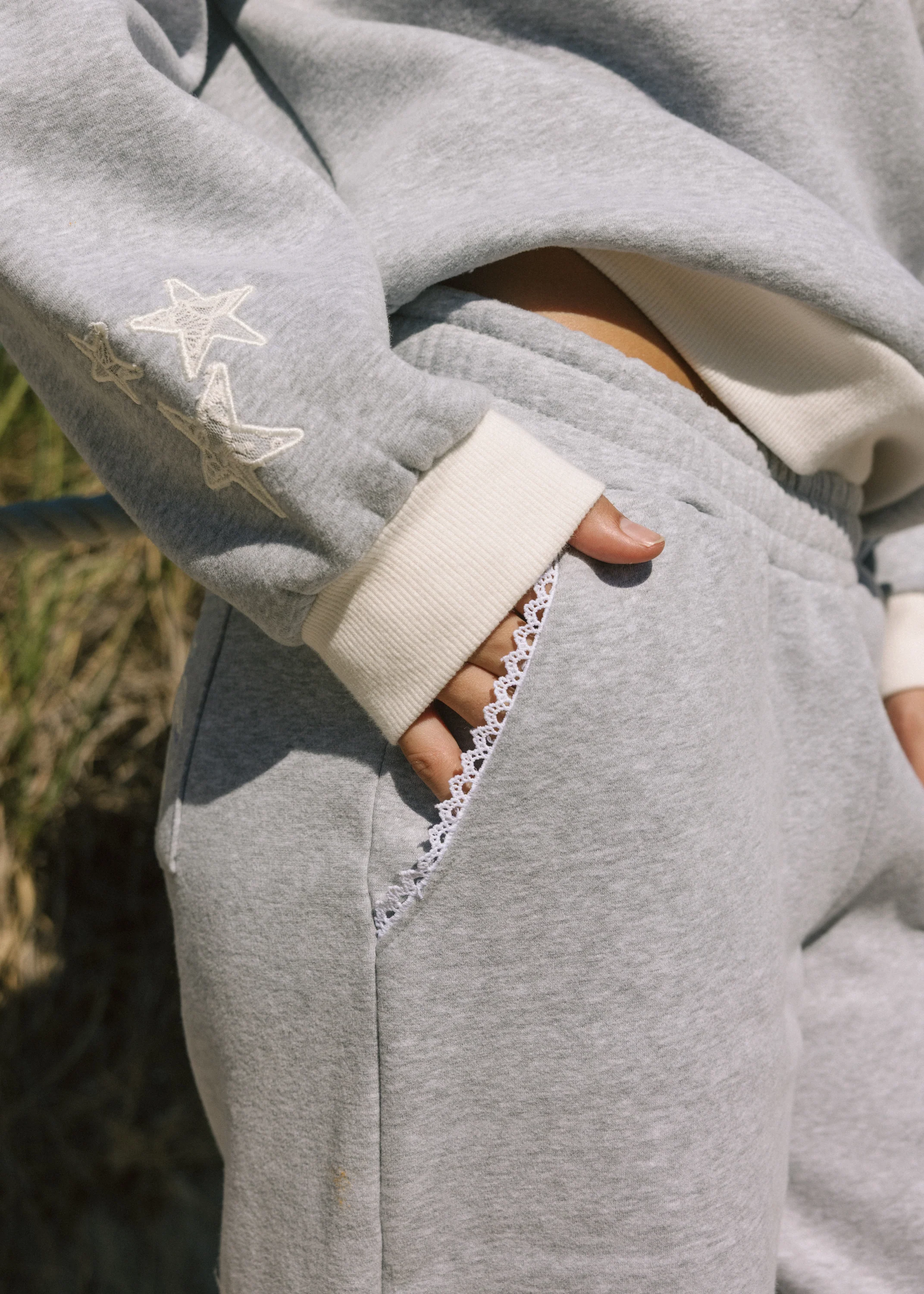 "Lacy" Wideleg Sweatpants in Sky Grey - Image 4