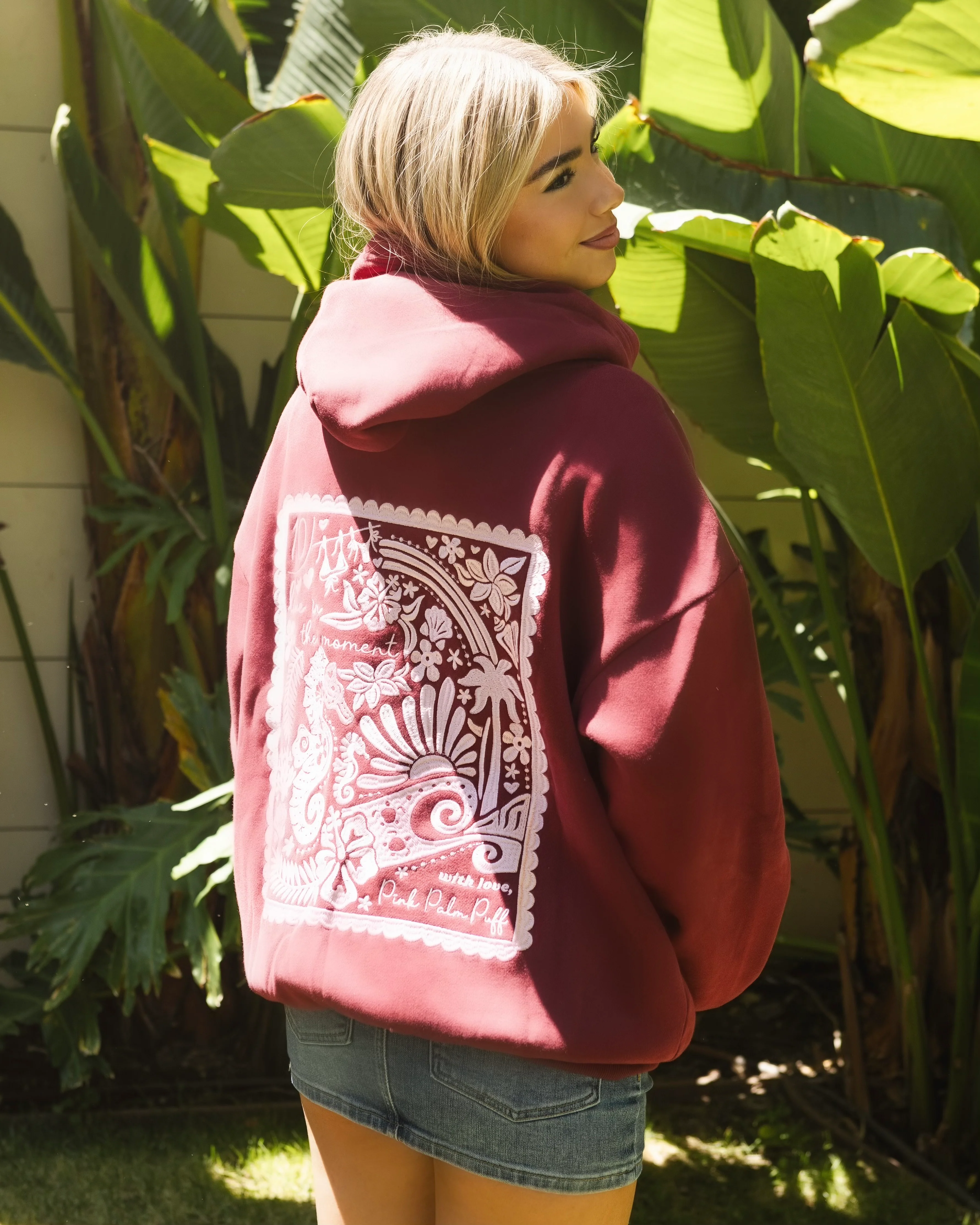 "Live in the Moment" Hoodie in Cherry - Image 4