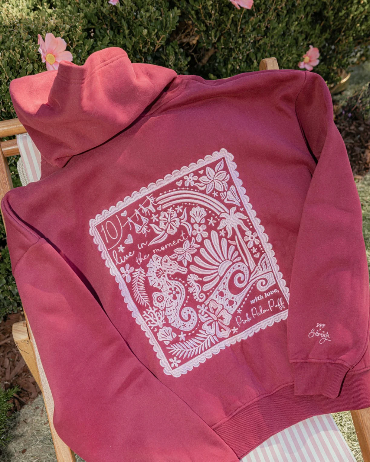 "Live in the Moment" Hoodie in Cherry - Image 7